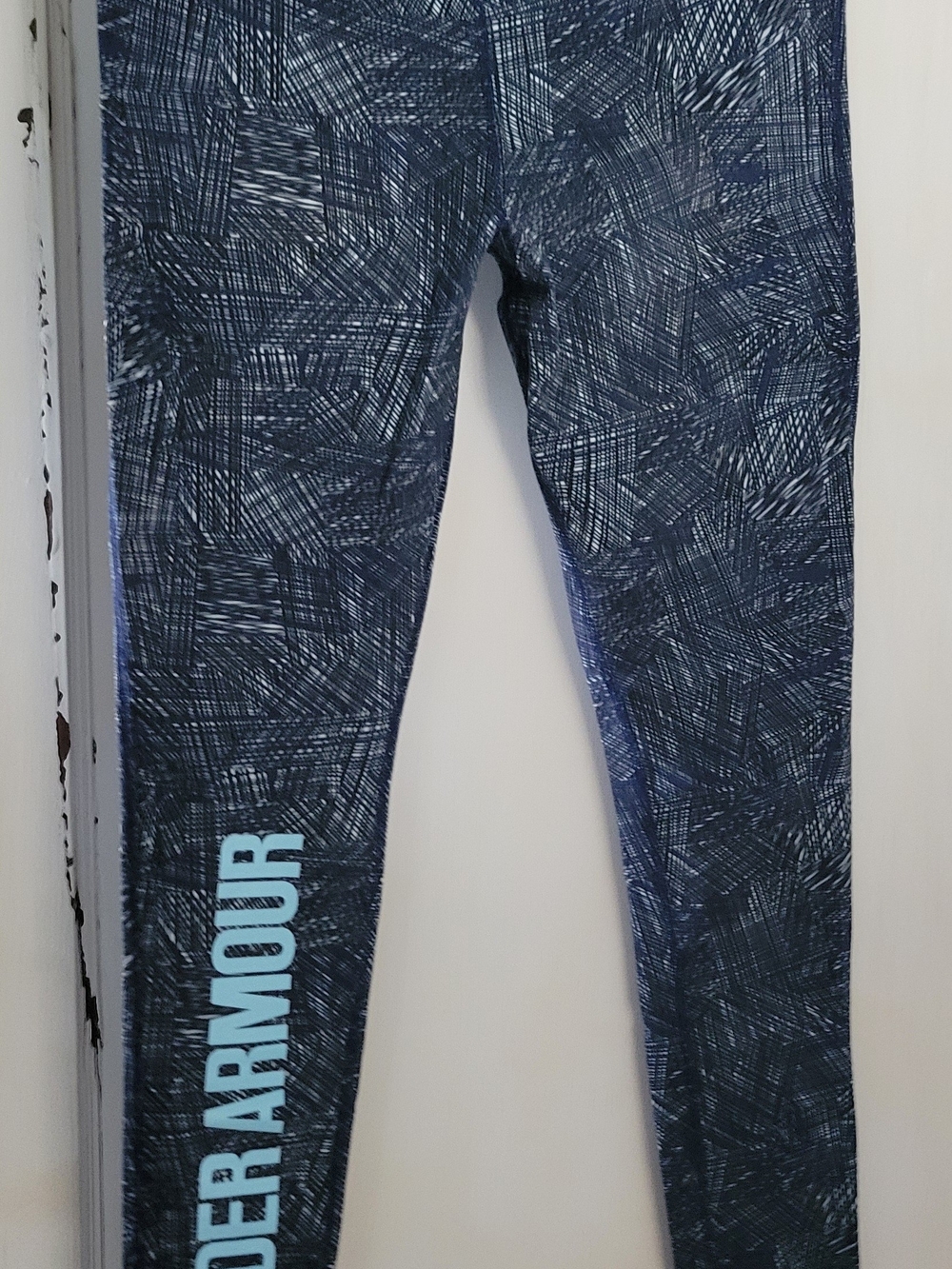 Under Armour Women's Navy Printed Leggings with Light Blue Logo